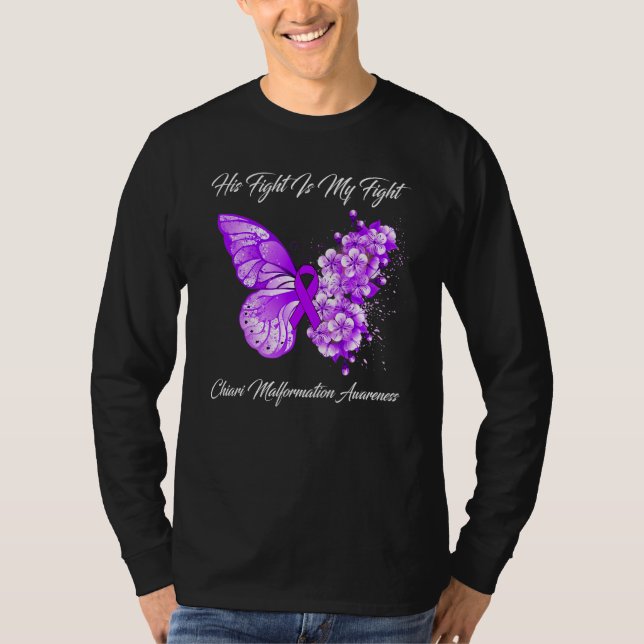 Butterfly His Fight Is My Fight Chiari Malformatio T Shirt (Framsida)