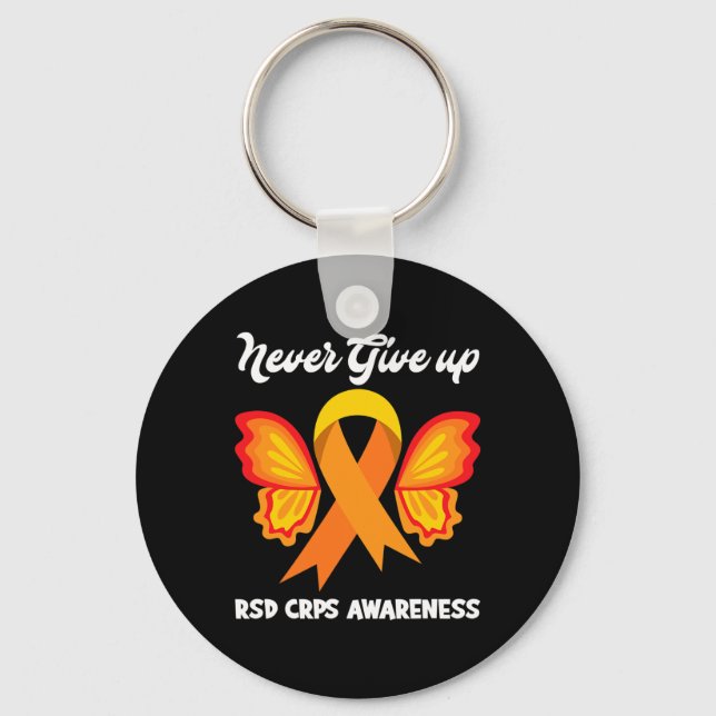 Butterfly Hope Fighter Orange Ribbon RSD CRPS Awar Nyckelring (Framsida)