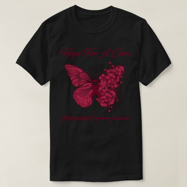 Butterfly Hope For A Cure Antiphospholipid Syndrom T Shirt (Design framsida)