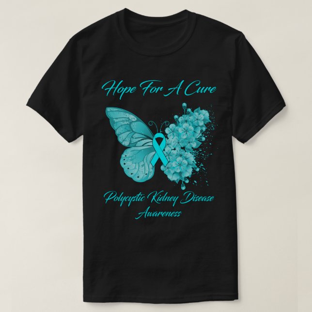 Butterfly Hope For A Cure Polycystic Kidney Diseas T Shirt (Design framsida)