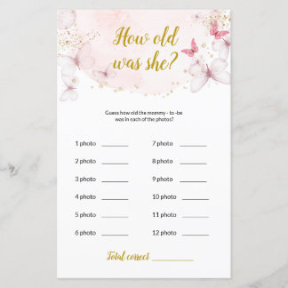 Butterfly Hur gammal var hon? Baby Shower-spel