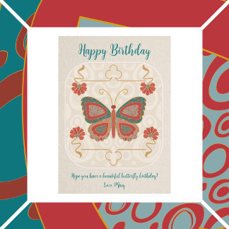 Butterfly i Abstrakt Cloisonne Tack Kort