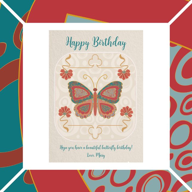 Butterfly i Abstrakt Cloisonne Tack Kort (Personalize this for any occasion.)