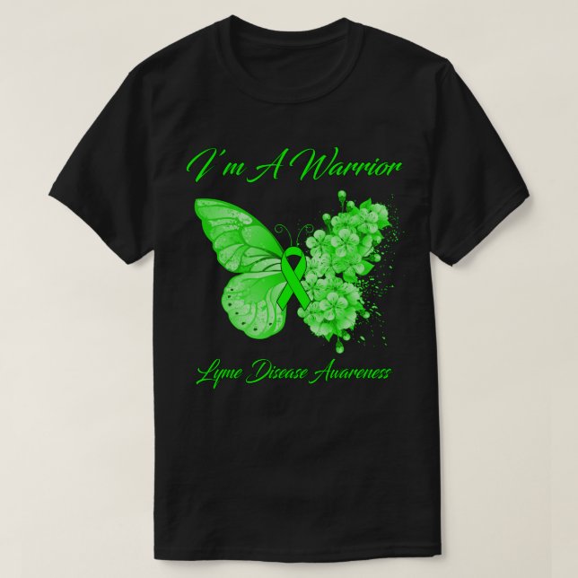 Butterfly I är A Warrior Lyme Disease Awareness T Shirt (Design framsida)