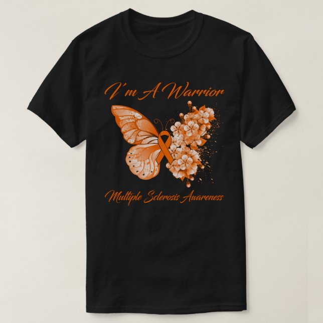 Butterfly I är A Warrior Många Sclerosis Awarene T Shirt (Design framsida)