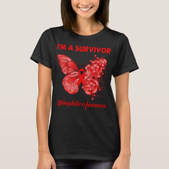 Butterfly I är en Survivor Hemophilia Awareness T Shirt (Framsida)