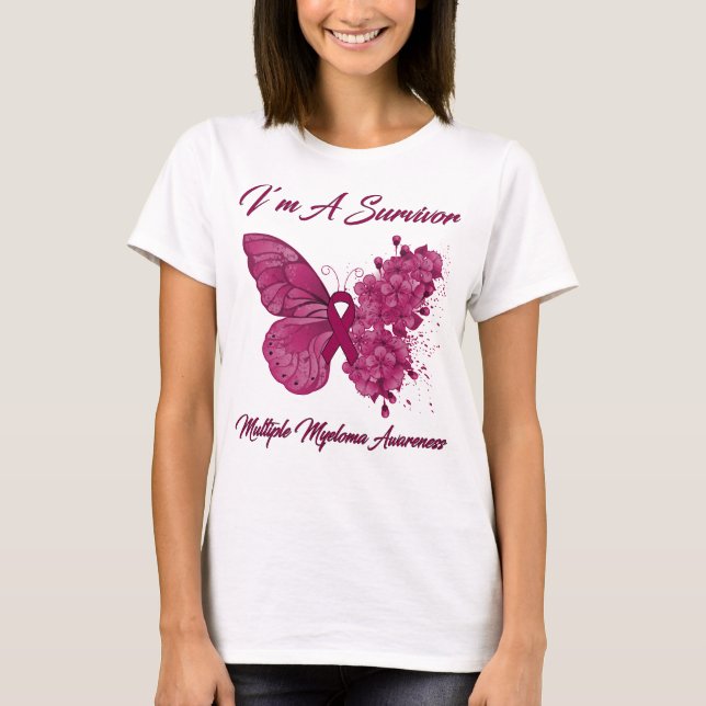 Butterfly I är en Survivor Många Myeloma T Shirt (Framsida)