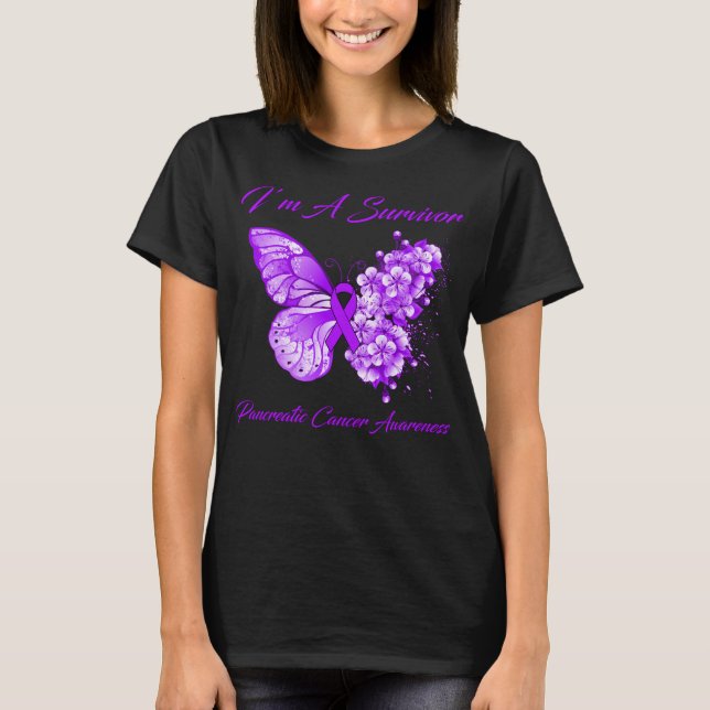 Butterfly I är en Survivor Pankreascancer T Shirt (Framsida)