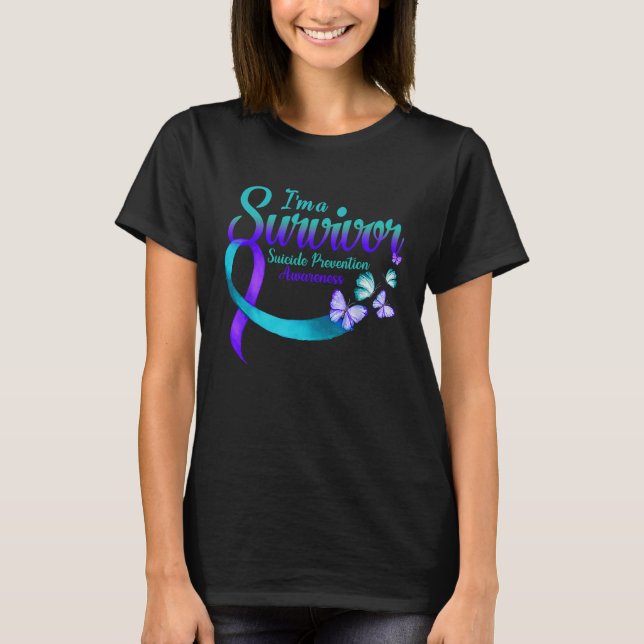 Butterfly I är en Survivor Suicide Prevention Awar T Shirt (Framsida)