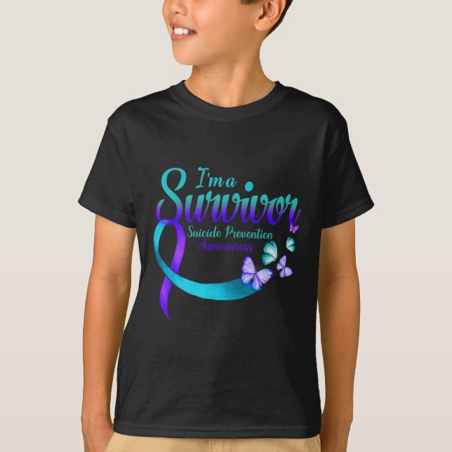 Butterfly I är en Survivor Suicide Prevention Awar T Shirt (Framsida)