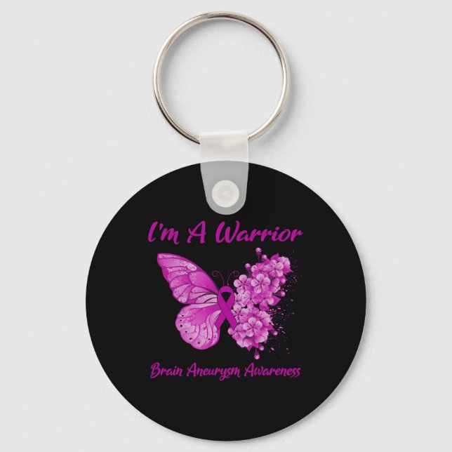 Butterfly I är en Warrior Brain Aneurysm Awareness Nyckelring (Framsida)