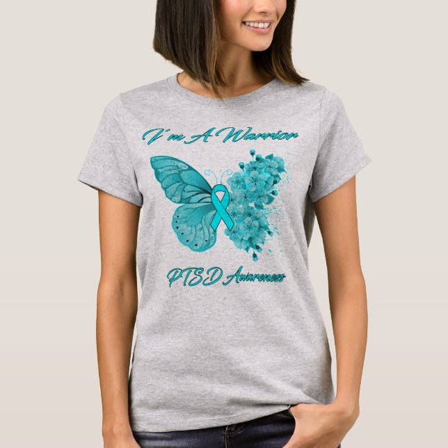 Butterfly I är en Warrior PTSD-medvetenhet T Shirt (Framsida)