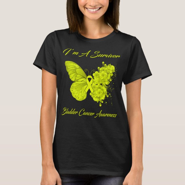Butterfly I är ett medvetande om cancer hos Surviv T Shirt (Framsida)