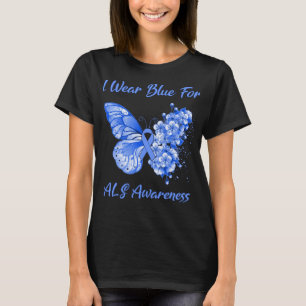 Butterfly I Bära Blue for ALS Awareness T Shirt