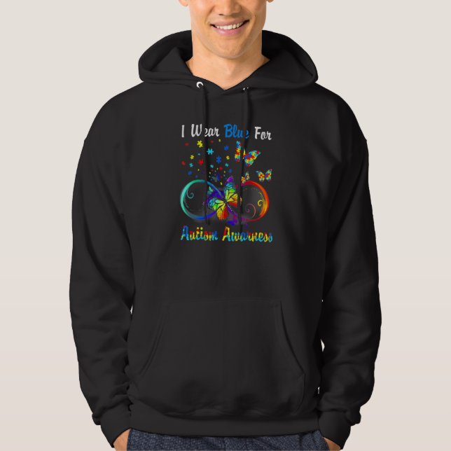 Butterfly I Bära Blue för autismmedvetenhet Hoodie (Framsida)