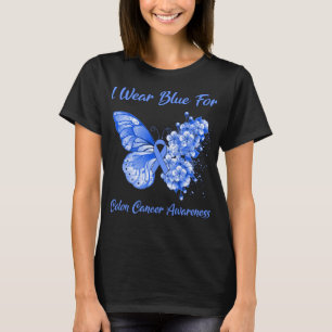 Butterfly I Bära Blue for Colon Cancer Awareness T Shirt