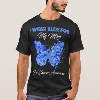 Butterfly I Bära Blue för Mamma Colon Cancer Awar T Shirt