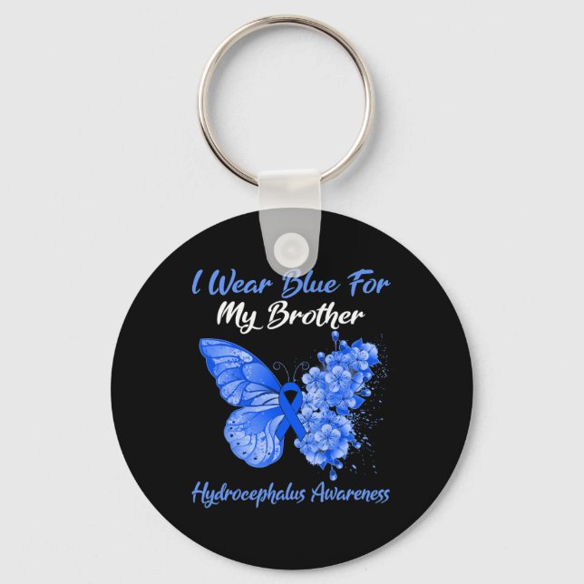 Butterfly I Bära Blue för min Brother Hydrocephalu Nyckelring (Framsida)