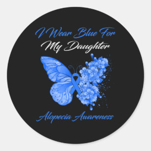 Butterfly I Bära Blue för min dotter Alopecia Awa Runt Klistermärke
