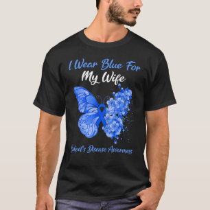 Butterfly I Bära Blue för min fru Beheckes sjukdom T Shirt