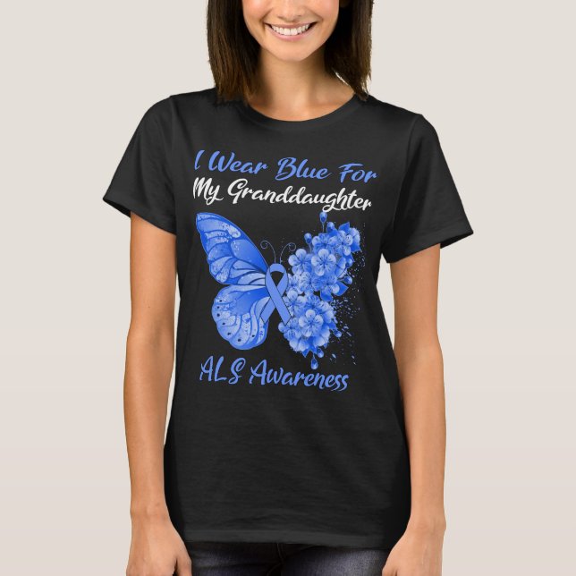 Butterfly I Bära Blue för min mordotter ALS Awa T Shirt (Framsida)
