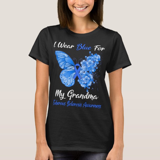 Butterfly I Bära Blue för Min mormor Tuberous T Shirt (Framsida)