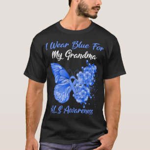 Butterfly I Bära Blue for My Grandma ALS Awareness T Shirt