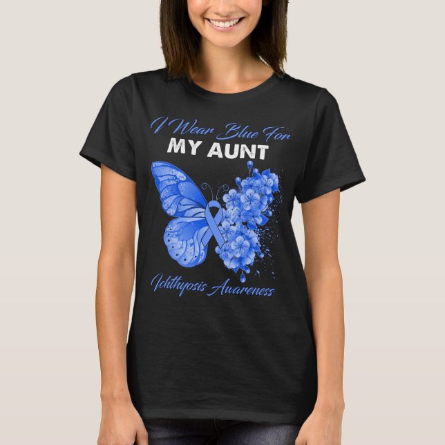 Butterfly I Bära Blue for My Moster Ichthyosis T Shirt (Framsida)
