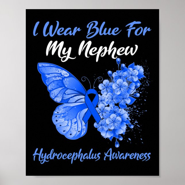 Butterfly I Bära Blue for My Nephew Hydrocephalus Poster (Framsidan)