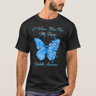 Butterfly I Bära Blue for My Pappa Diabetes Awaren T Shirt