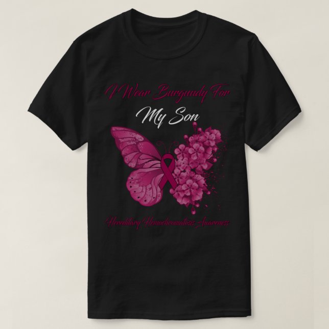 Butterfly I Bära Burgundy for Min son Hereditary H T Shirt (Design framsida)