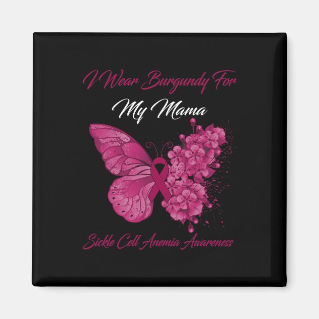 Butterfly I Bära Burgundy for My Mamma Sickle Cell Magnet (Framsidan)