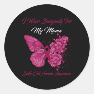Butterfly I Bära Burgundy for My Mamma Sickle Cell Runt Klistermärke