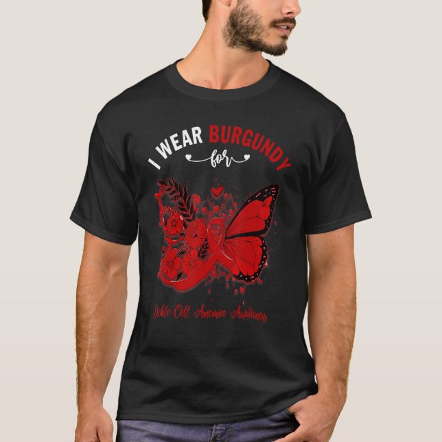 Butterfly I Bära Burgundy for sickle Cell Anemia A T Shirt (Framsida)