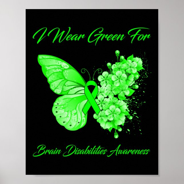 Butterfly I Bära Grönt for Brain Disabilities Awar Poster (Framsidan)