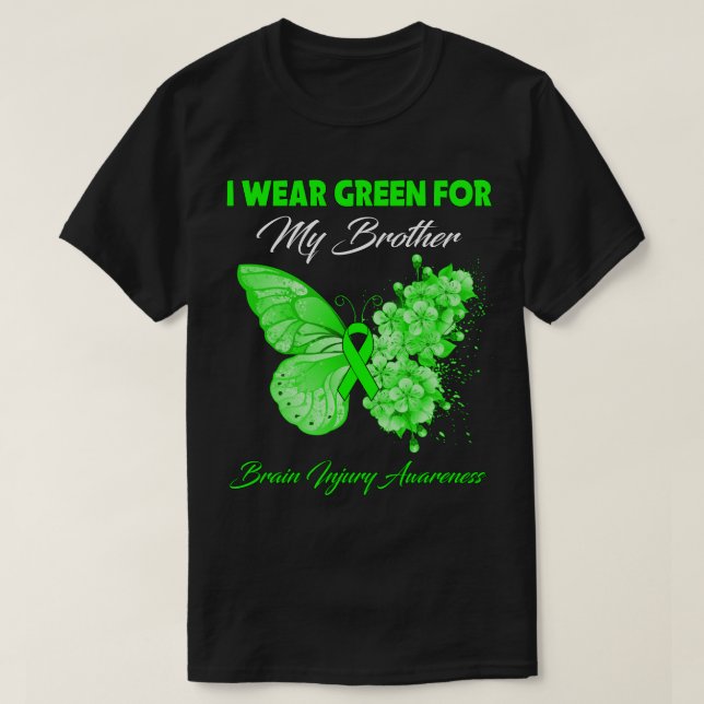 Butterfly I Bära Grönt för min broderhjärnskada T Shirt (Design framsida)