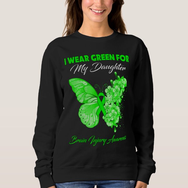 Butterfly I Bära Grönt för min dotter Brain Injur T Shirt (Framsida)