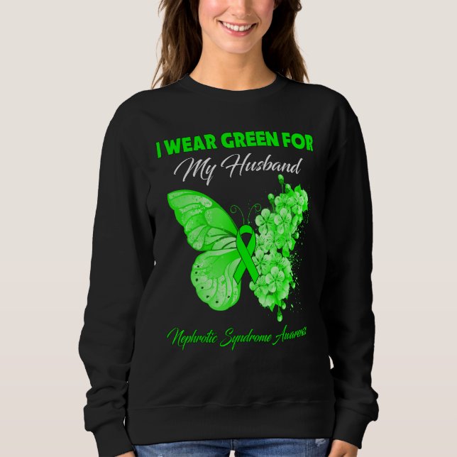 Butterfly I Bära Grönt för min Make-nefrotiska soj T Shirt (Framsida)