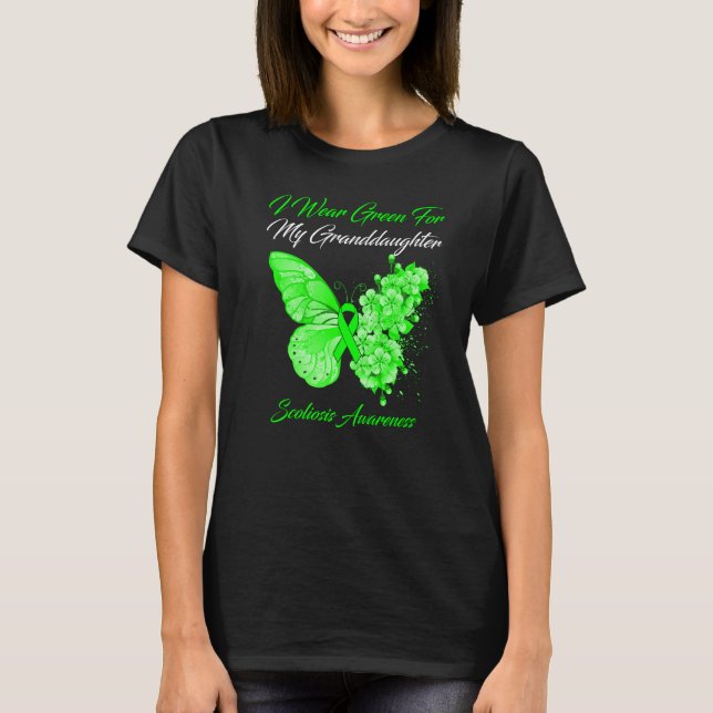 Butterfly I Bära Grönt för min mordotter Scolio T Shirt (Framsida)