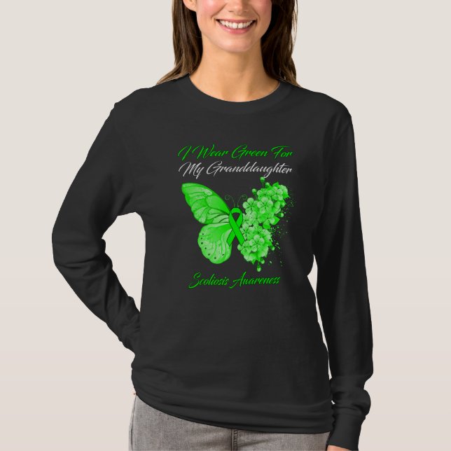 Butterfly I Bära Grönt för min mordotter Scolio T Shirt (Framsida)