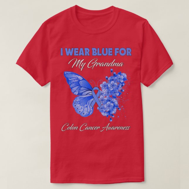 Butterfly I Bära Grönt för min mormor Colon Cancer T Shirt (Design framsida)