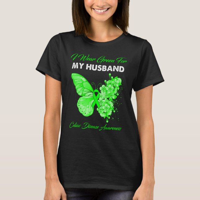 Butterfly I Bära Grönt för mitt Celiac-syndrom Mak T Shirt (Framsida)