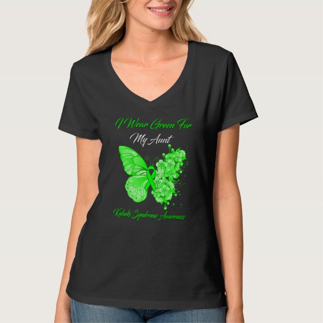 Butterfly I Bära Grönt för mitt Moster Kabuki-synd T Shirt (Framsida)