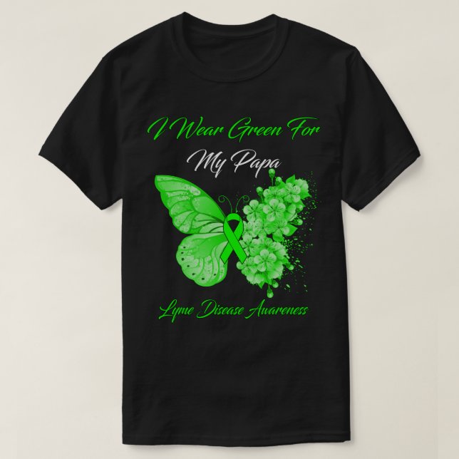 Butterfly I Bära Grönt för mitt Pappa-borrelia Aw T Shirt (Design framsida)