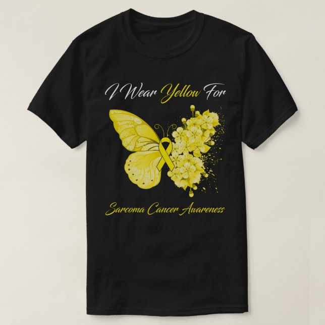 Butterfly I Bära Gult for Sarcoma Cancer Awarene T Shirt (Design framsida)