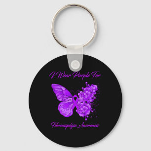 Butterfly I Bära Lila for Fibromyalgia Awareness Nyckelring