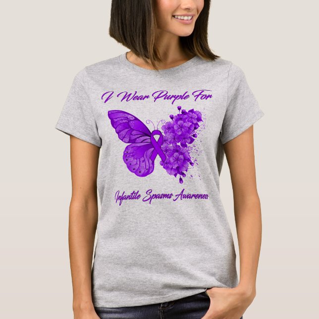 Butterfly I Bära Lila for Infantile Spasms T Shirt (Framsida)
