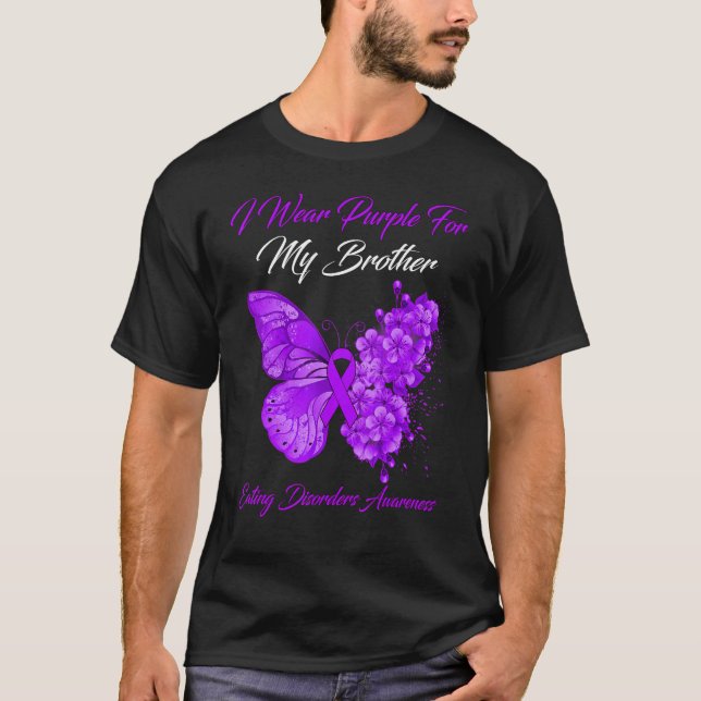 Butterfly I Bära Lila för min brödradiosändare T Shirt (Framsida)
