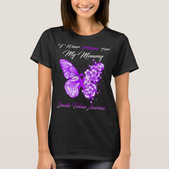 Butterfly I Bära Lila för min Mamma Viol T Shirt (Framsida)
