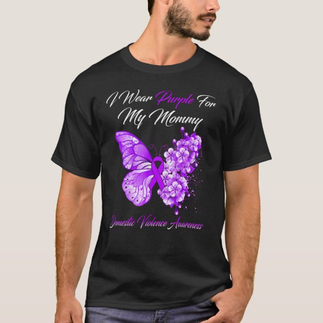 Butterfly I Bära Lila för min Mamma Viol T Shirt (Framsida)